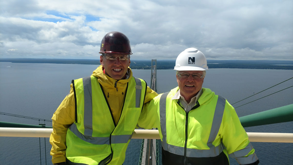 Ryan and Dan Niles at the Mackinaw Bridge Project